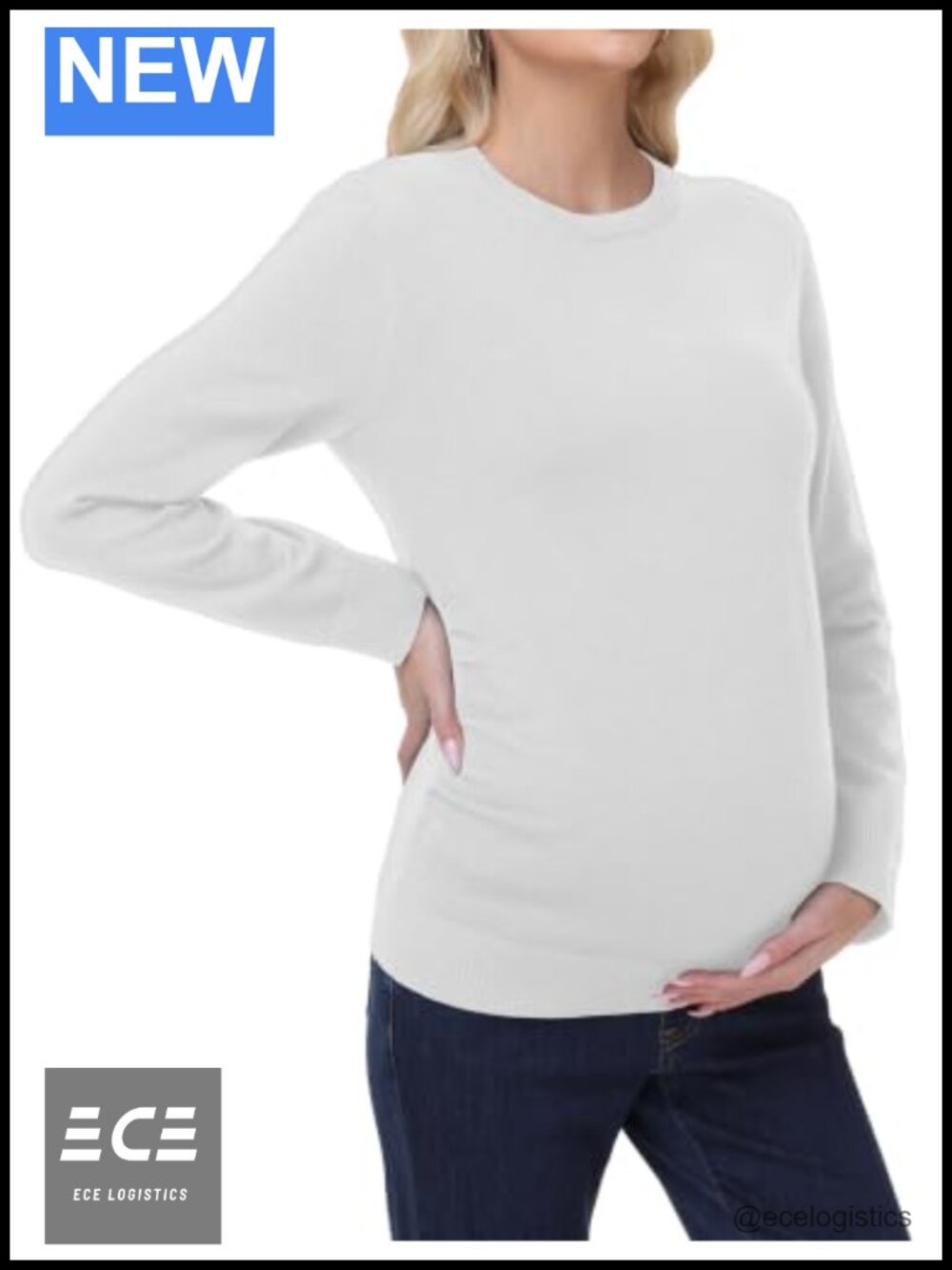 Maternity Sweater Lightweight Pullover Crewneck Long Sleeve Loose Fit